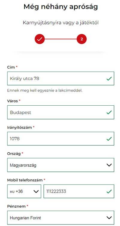 32Red regisztrációs űrlap 3